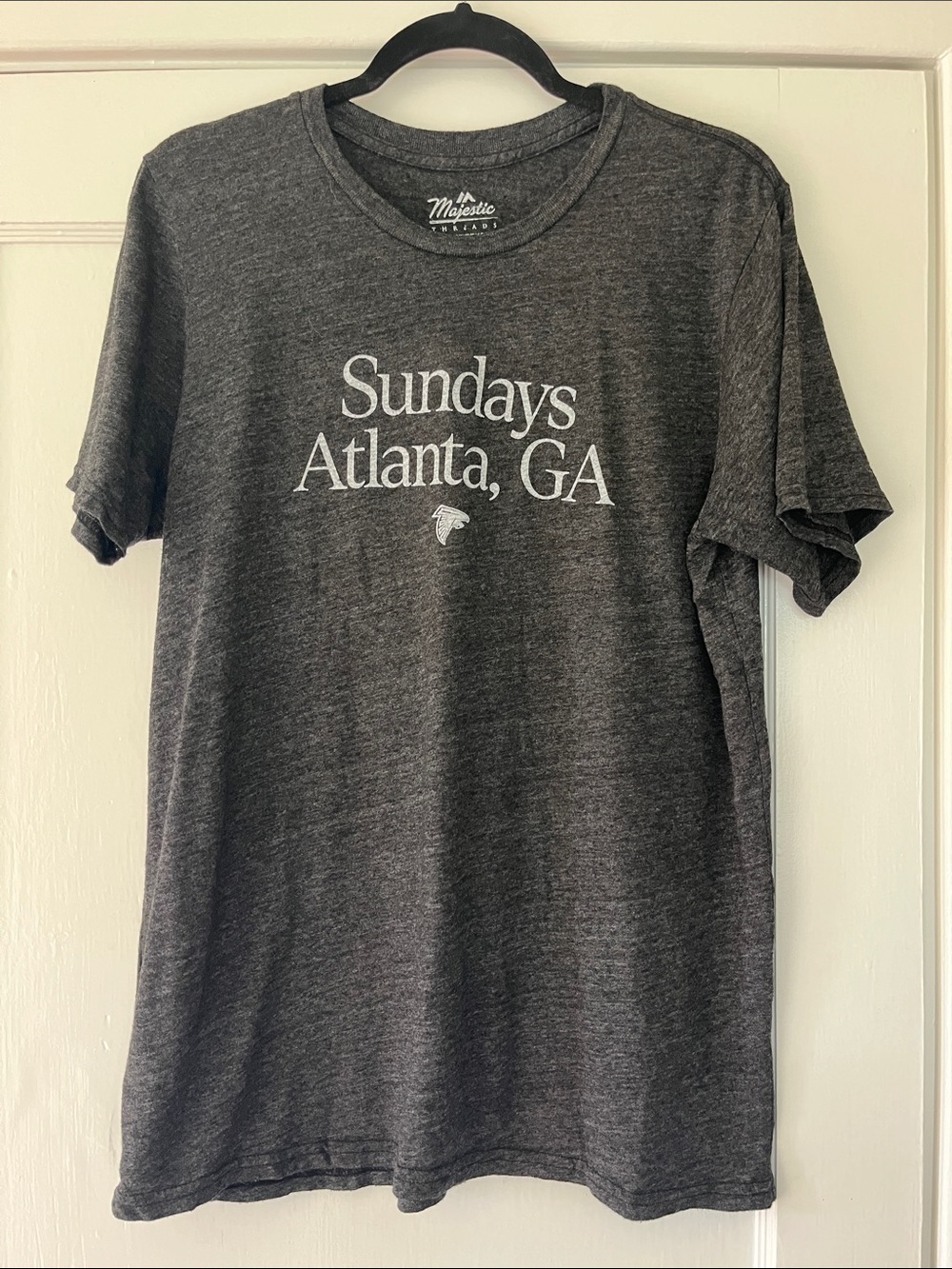 Sundays Atlanta, GA Gray Majestic Graphic Tee Atlanta Falcons Tee